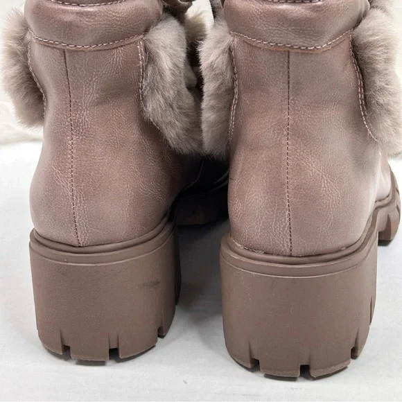 XOXO Odonna Taupe Lace Up Fur Buckle Ankle Booties 9.5 - Picture 6 of 12